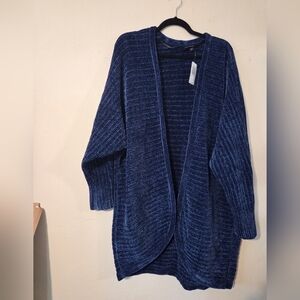 Cozy Blue Open-Front Cardigan